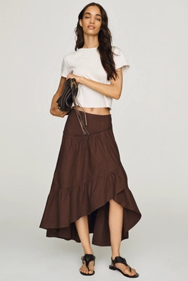 Tiered Asymmetrical Midi Skirt | Anthropologie (US)