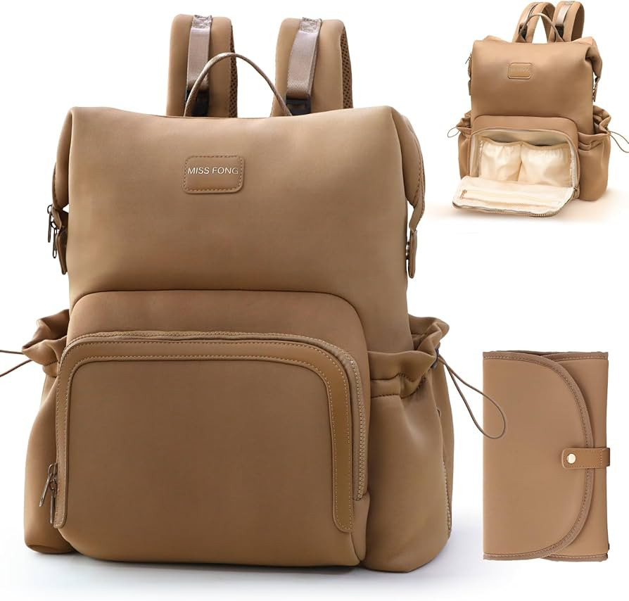 miss fong Diaper Bag Backpack - Baby Diaper Bag Neoprene Bag Large Capacity Neoprene Backpack wit... | Amazon (US)