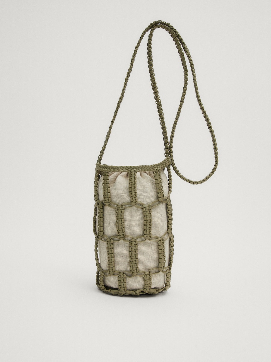 Nappa leather woven mini bucket bag | Massimo Dutti UK