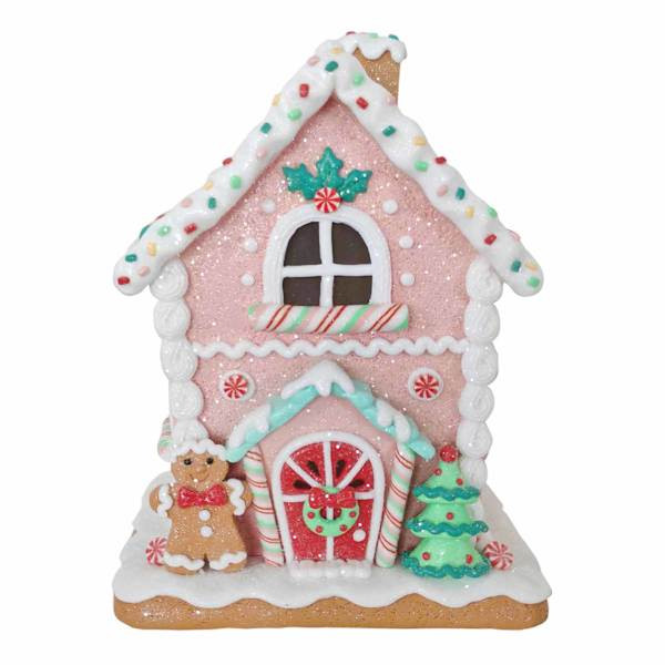 Mrs. Claus' Bakery Pink LED Frosted Gingerbread House Decor | At Home