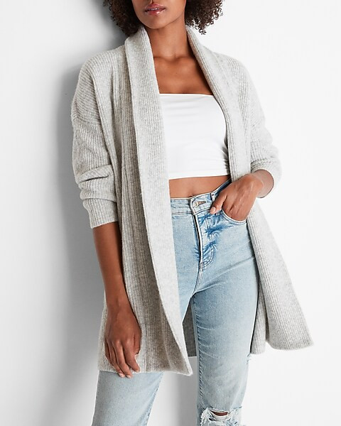 Ribbed Shawl Collar Cardigan | Express
