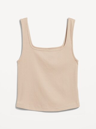 Fitted Square-Neck Ultra-Cropped Rib-Knit Tank Top for Women | Old Navy (US)