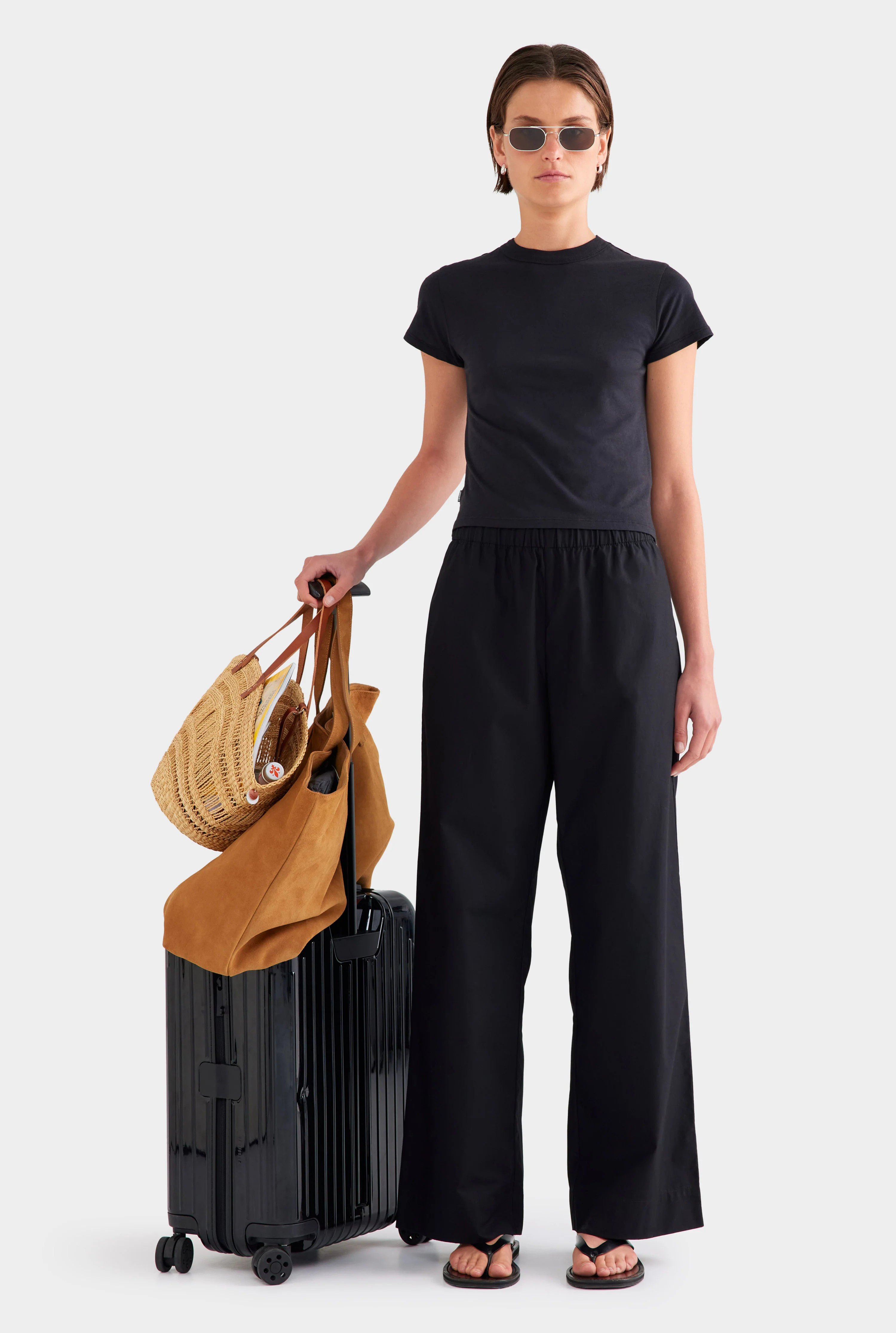 Womens Heavy Cotton Poplin Pant Black | Venroy | Venroy AU