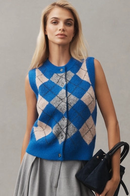 Damson Madder Aggie Argyle Knit Vest | Anthropologie (US)