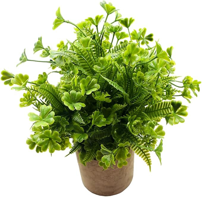 Fake Four Leaf Clover Plants for Bathroom Home Office Desk Decor, Small Artificial Faux Greenery ... | Amazon (US)