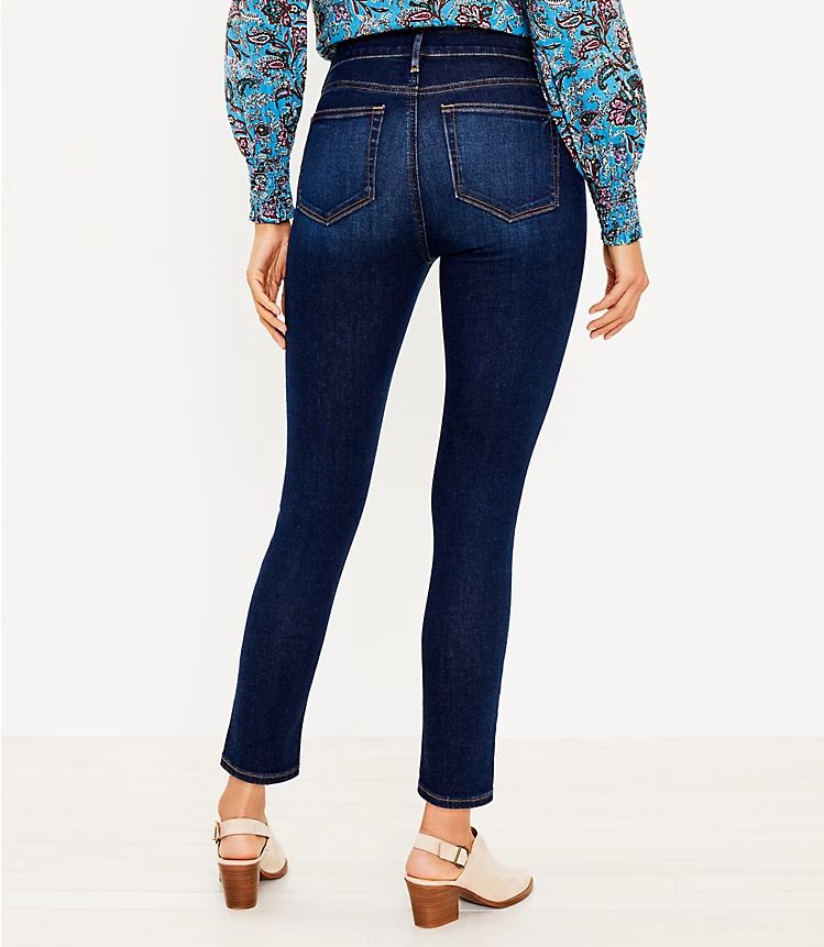 Mid Rise Skinny Jeans in Classic Dark Indigo Wash | LOFT