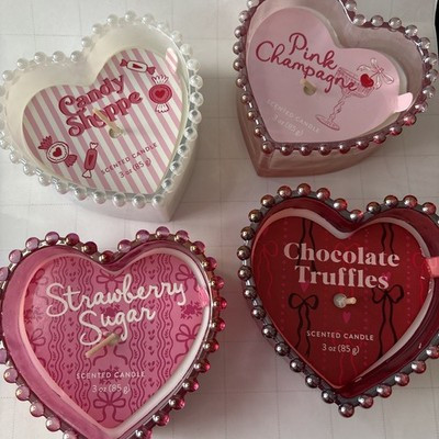 Target Bullseye Pearled Glass Heart Candle Set Trinket Dish Valentine's Day 2026 | eBay US