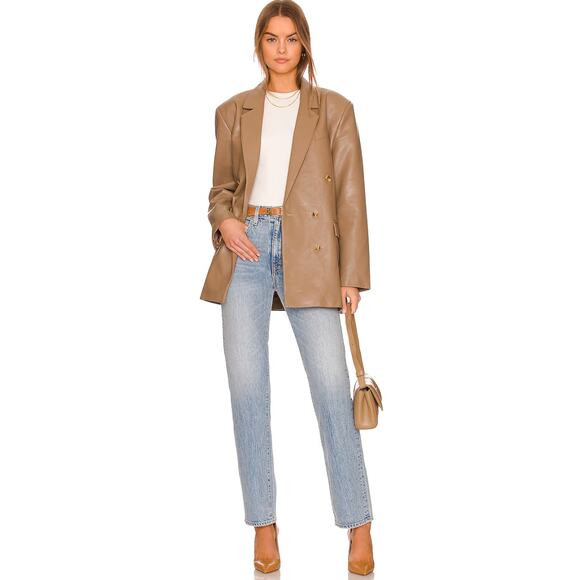PISTOLA Roman Taupe Faux Leather Oversized Blazer Jacket NEW Size Large | Poshmark