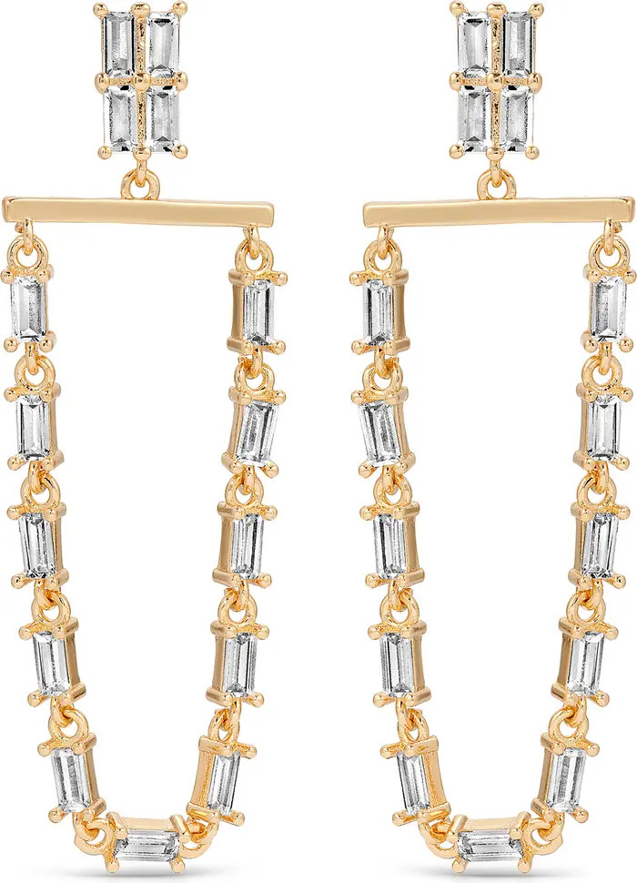 Ettika Baguette Cubic Zirconia Hoop Drop Earrings | Nordstrom | Nordstrom