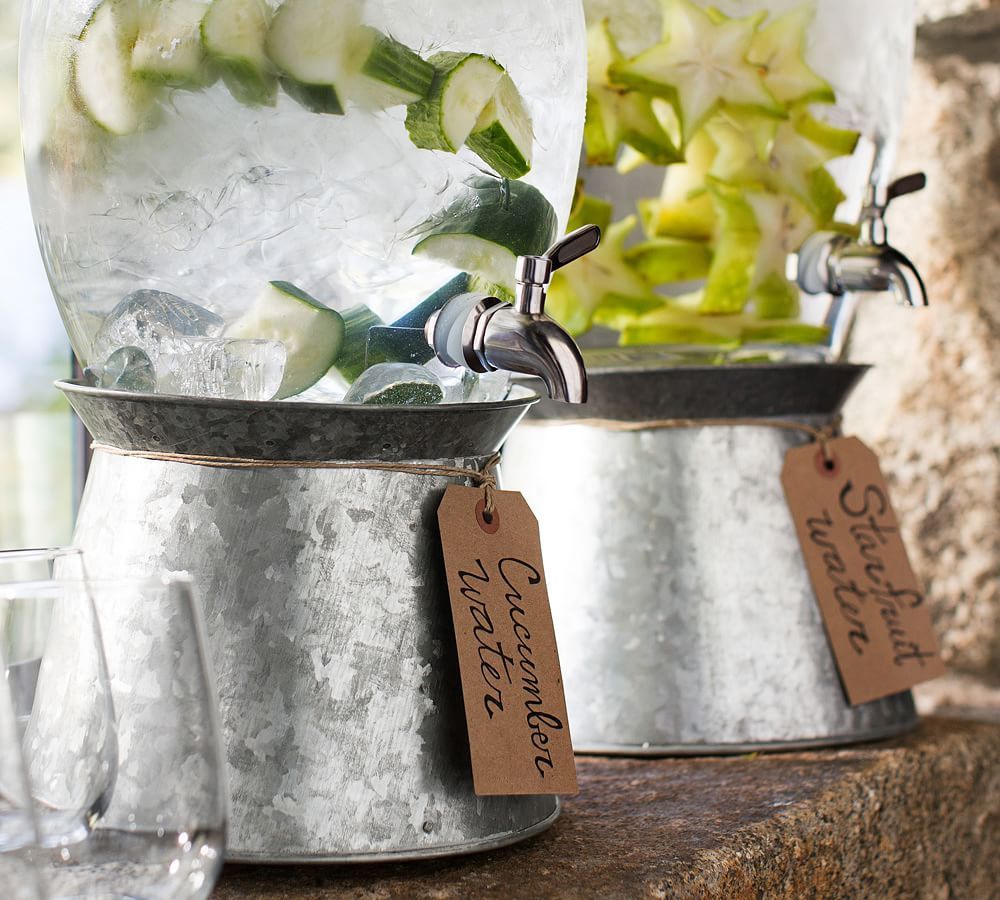 Galvanized Drink Dispenser Stand | Pottery Barn (US)