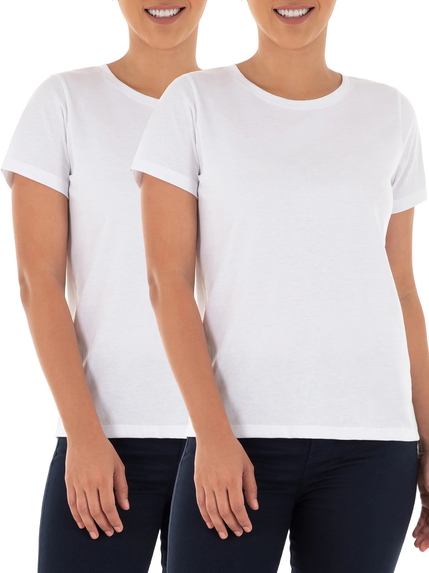 Time and Tru Women's Short Sleeve Crewneck Tee, 2-Pack | Walmart (US)