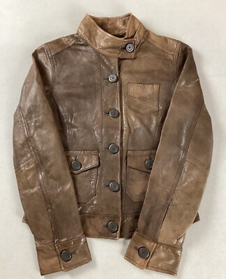 Vintage GAP Leather Biker-Style Jacket Brown Lamb’s Leather Ladies’ Size XS | eBay US