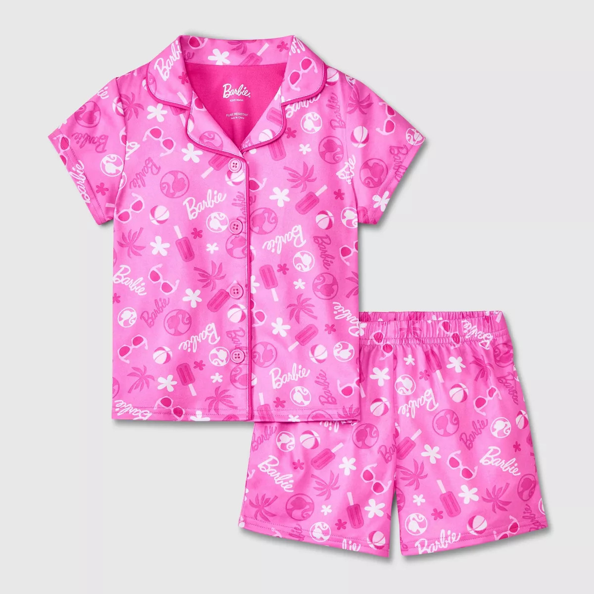 Toddler Girls' 2pc Barbie Coat Pajama Set - Pink | Target