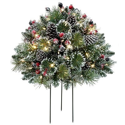 Puleo 26" Battery-Operated Pre-Lit Urn Filler with 75 Warm White LED Lights with Timer Green