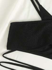 Rib Criss Cross Halter Bikini Swimsuit
   SKU: swswim23210204455      
          (7603 Reviews)
 ... | SHEIN