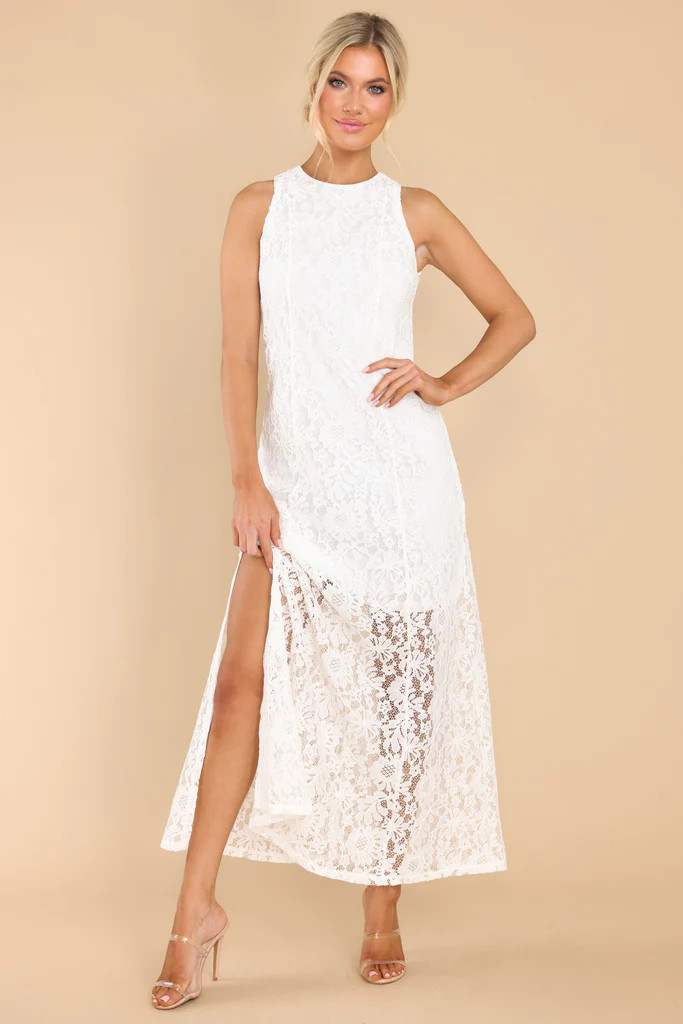 Irresistible Charm White Lace Maxi Dress | Red Dress 