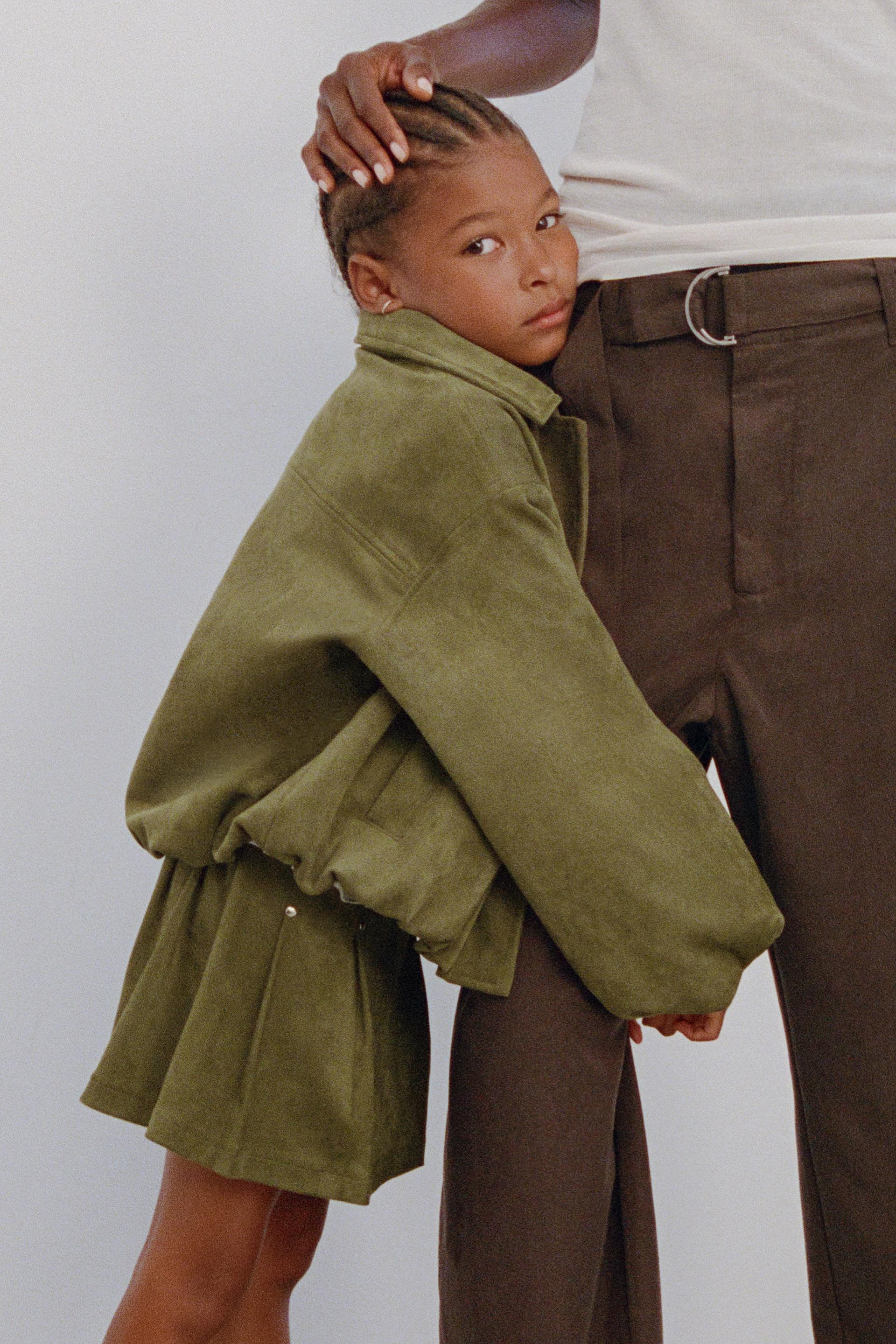 Zara - Faux Suede Bomber Jacket - Khaki - 6 Years (45,2 Inches) - Kids | Zara US