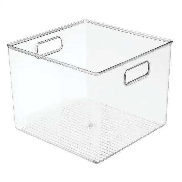 mDesign Deep Plastic Stackable Bathroom Storage Organizer Bin w/ Handles - Clear - 10 X 10 | Bed Bath & Beyond