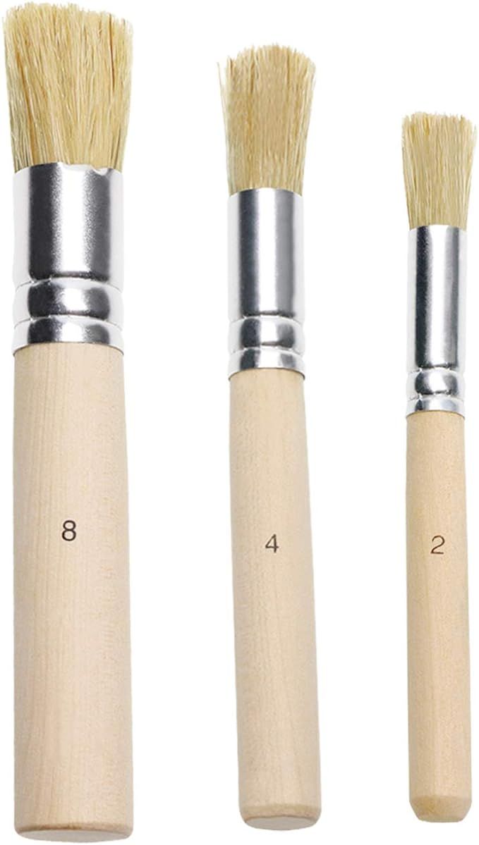 Penta Angel Wooden Stencil Brush Set 3Pcs Natural Bristle Template Paint Brushes for Acrylic Oil ... | Amazon (US)