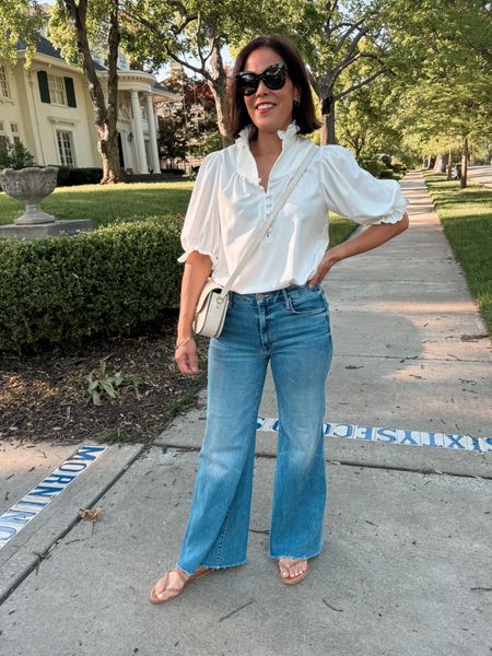 Spring Outfit 
Mother Roller Denim/True to size 
Tuckernuck Top/ wearing small 
Sèzane Claude
K Jacques St. Tropez samdals/ wearing Italian size 37/ on my comes in whole

#LTKover40 #LTKstyletip