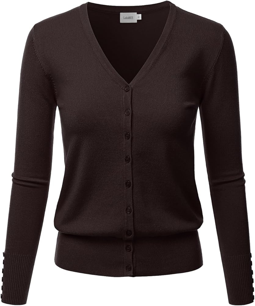 LALABEE Women's V-Neck Long Sleeve Button Down Sweater Cardigan Soft Knit(S-XXL) | Amazon (US)