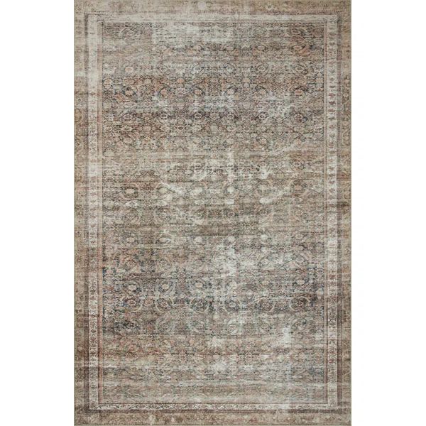 Jules Oriental Power Loomed Polyester Area Rug in Brown/Gray | Wayfair North America