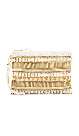 La Plage Bag in White & Gold | Revolve Clothing (Global)