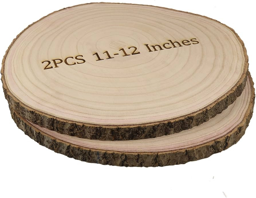 Wood Slices for Centerpieces, 11-12 Inches, 2 Pack, Rustic Wedding Table Decor Large Wood Circles... | Amazon (US)