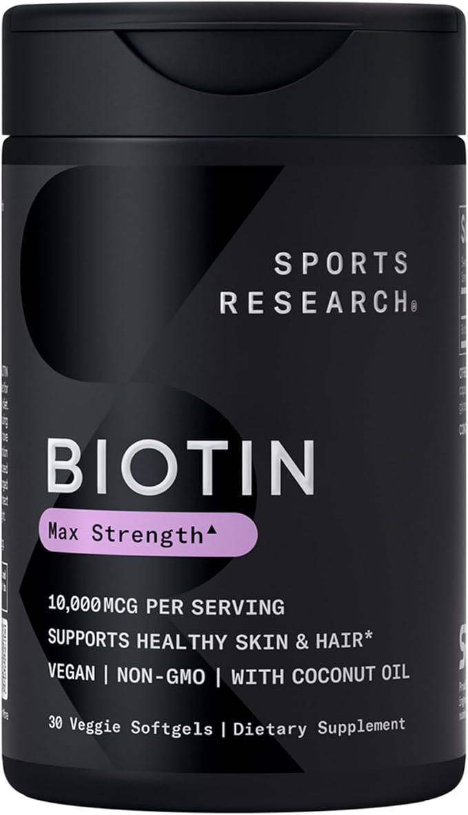 Sports Research® Biotin 10,000mcg with Organic Coconut Oil - Biotin (Vitamin B7) for Healthy Ski... | Amazon (US)