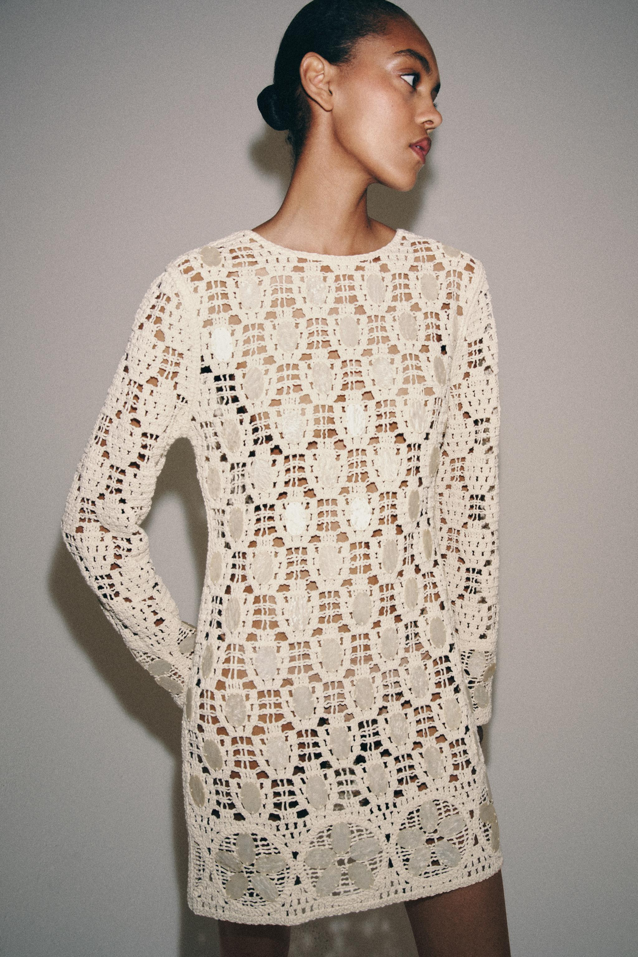 BEADED OPEN-KNIT DRESS | Zara US