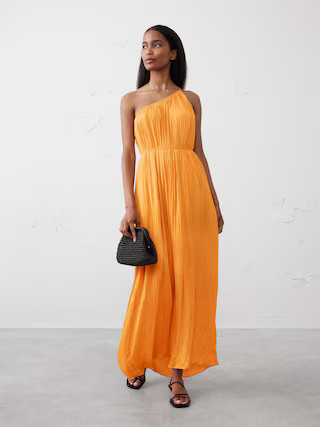 One-Shoulder Pleated Maxi Dress | Banana Republic Factory | Banana Republic Factory