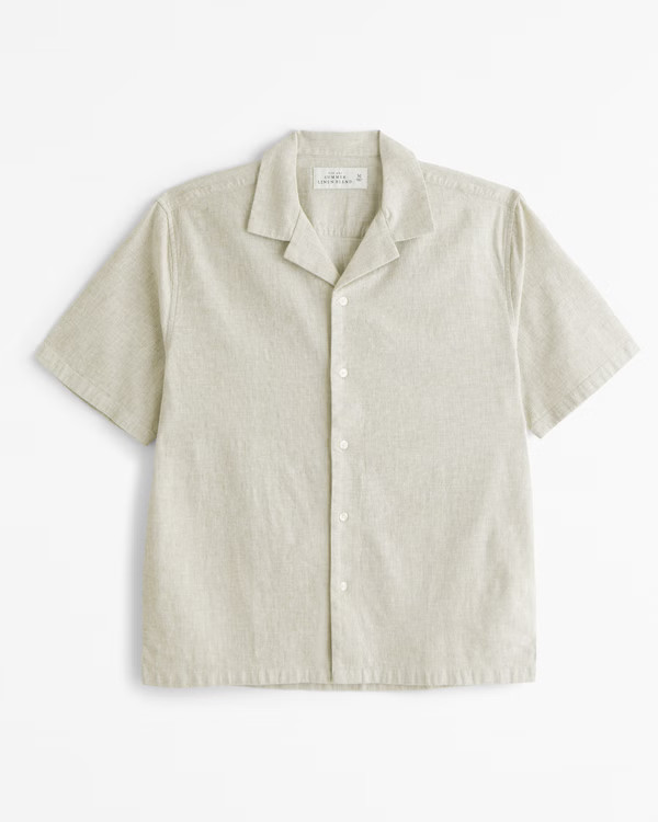Camp Collar Summer Linen-Blend Shirt | Abercrombie & Fitch (US)