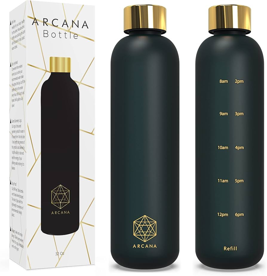 ARCANA Arc Bottle Water With Time Marker - Motivational Bottles Times To Drink BPA Free Frosted P... | Amazon (US)