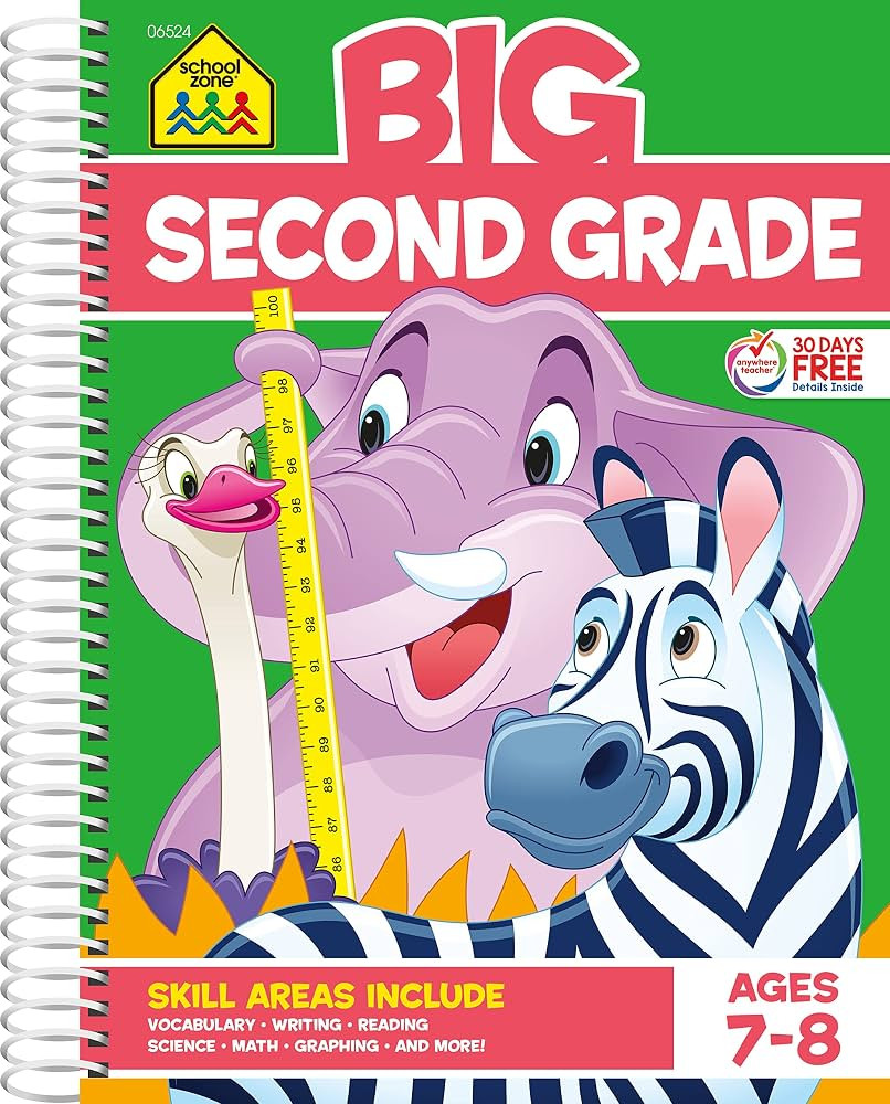 School Zone - Big Second Grade Workbook - 320 Spiral Pages, Ages 7 to 8, 2nd Grade, Word Problems... | Amazon (US)