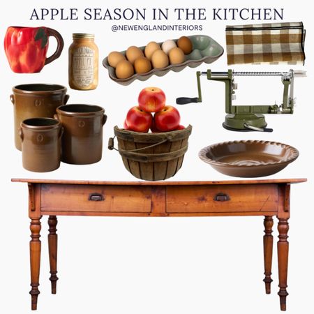New England Interiors • Apple Season In The Kitchen • Farmhouse Table, Apple Decor, Apple Peeler, Mug, Kitchen Accessories. 🍎 🍂

TO SHOP: Click the link in bio or copy and paste this link in your web browser 



#LTKhome #LTKHalloween #LTKSeasonal