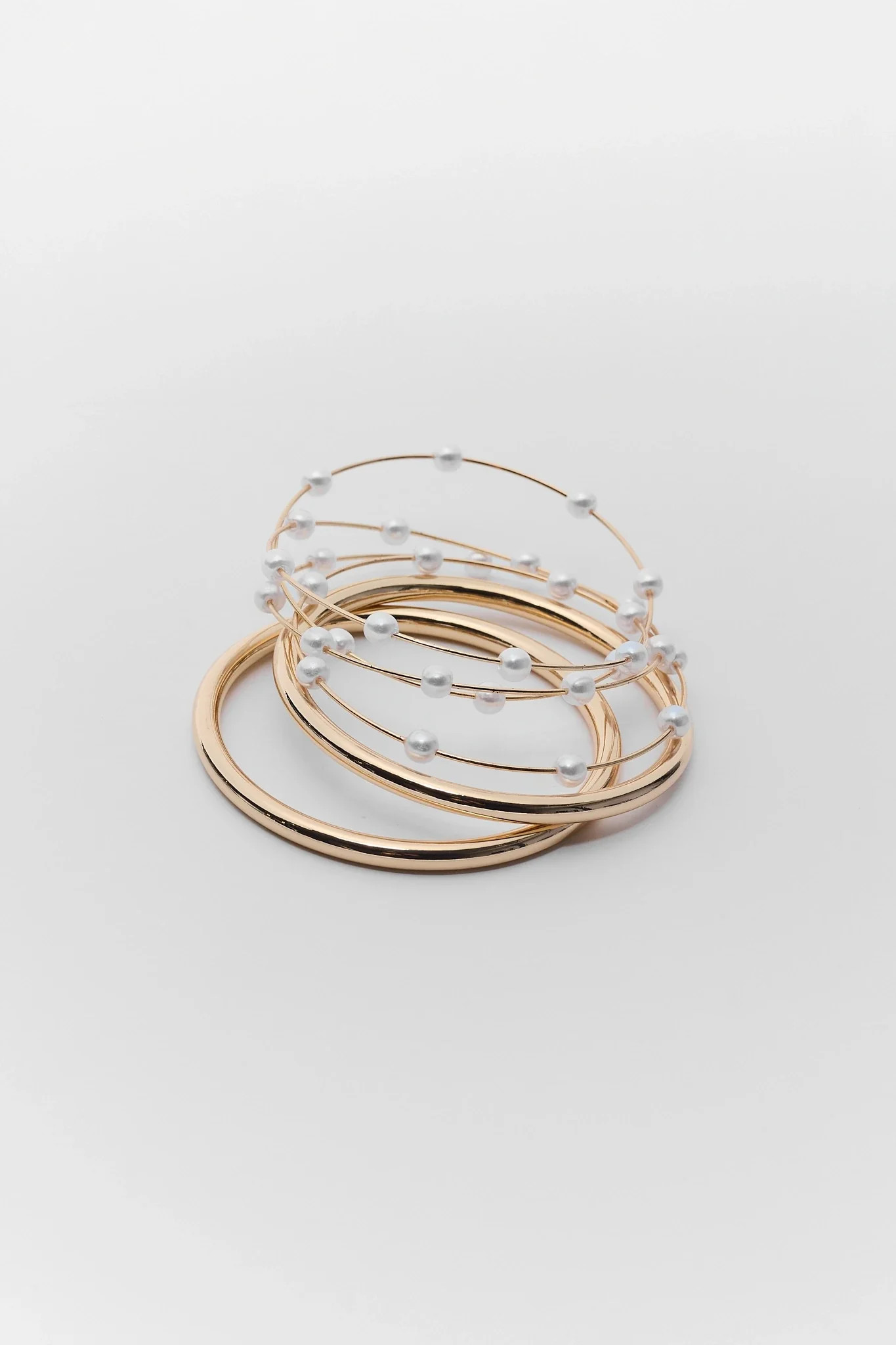 Caitlin Gold Pearl Bangle Set | Avara