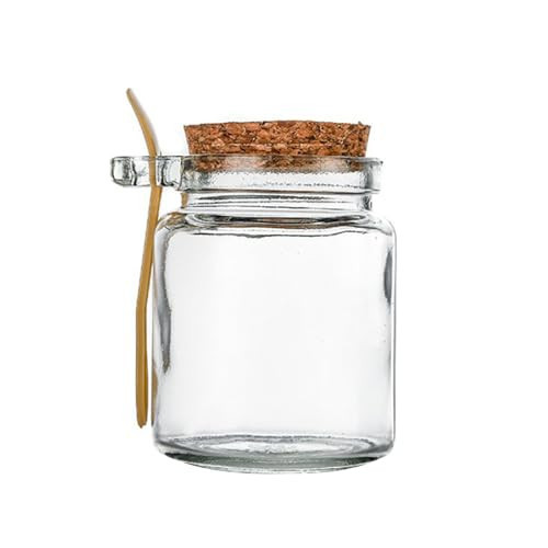 1 Pcs 250ml/8.5oz Jars with Lids Glass Jars Bath Salt Container With Scoop Cork Lids & Spoons Clear Glass Jar Reusable Thick Glass Storage Jar for Home Kitchen Keeps Food Dry Goods Cookie Candy | Amazon (US)
