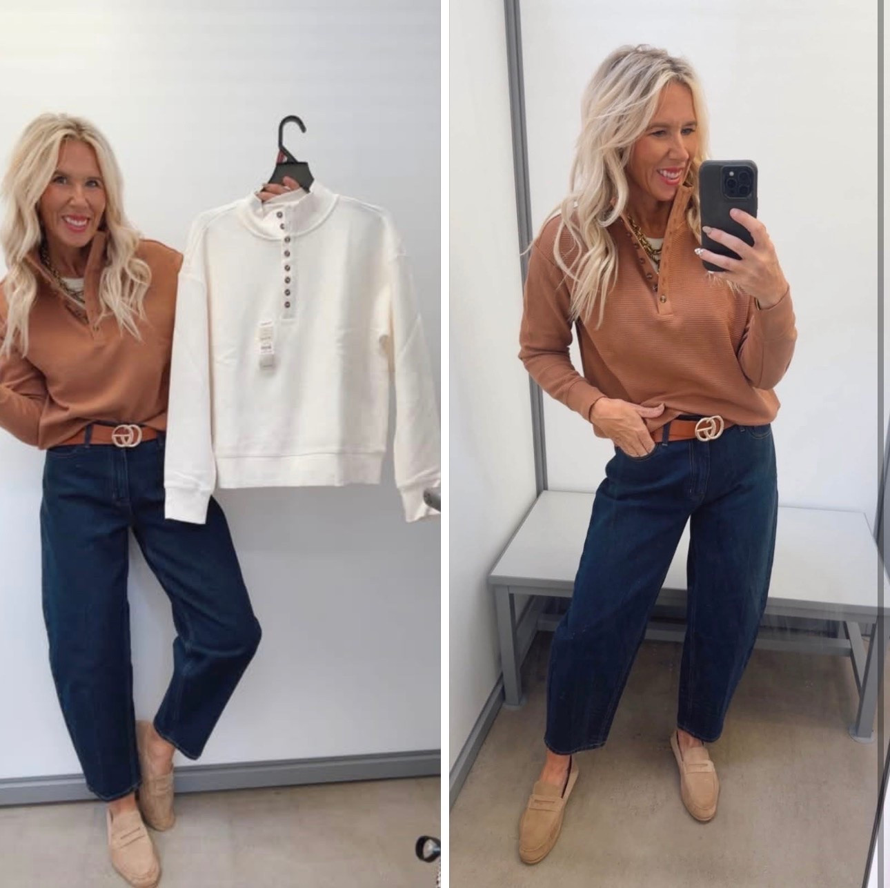 I love a good mock neck! 🤎 Here’s a quick little styling tip for you…

Tuck it into a pair of dressier pants—I styled mine with barrel pants—for a polished, put-together look. Or pair it with leggings for an easy, comfy outfit! It’s such a versatile sweater that you can dress up or down.

And girls…it’s under $20! 🙌

Fit-wise, I’m wearing my true size small. The fabric is incredibly soft, stretchy and roomy!

Comment MOCK NECK and I’ll send you the link! 🔗

#LTKdayinmylife #LTKxWalmart #LTKmomlife