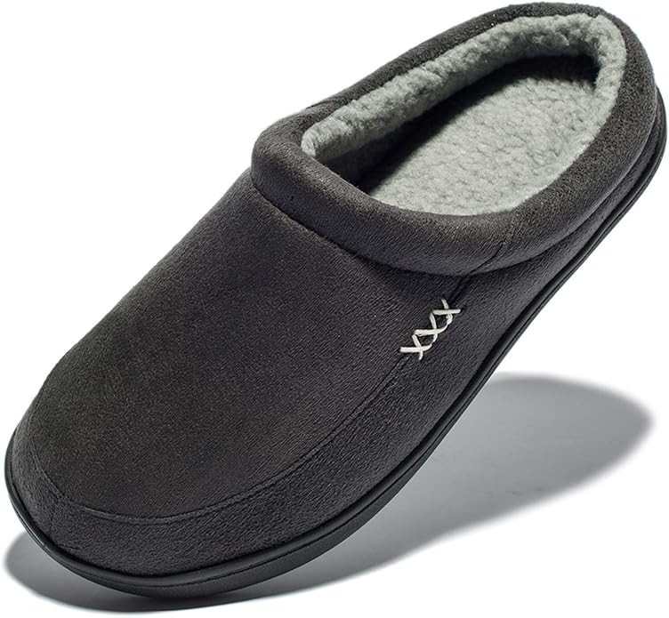 NewDenBer Men's Warm Memory Foam Suede Plush Lined Slip on Indoor Outdoor Clog House Slippers | Amazon (US)