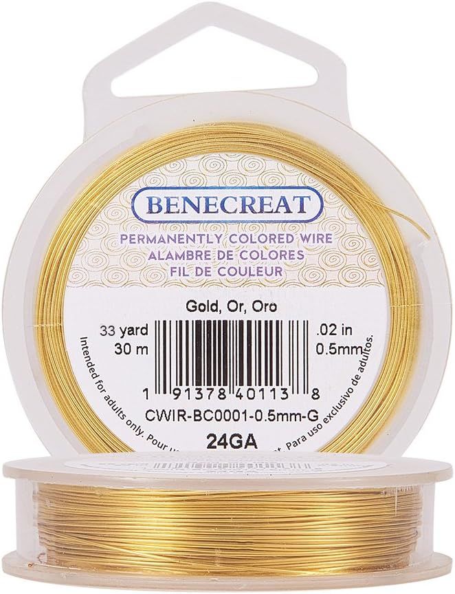 BENECREAT 24-Gauge Tarnish Resistant Gold Wire, 98-Feet/33-Yard | Amazon (US)