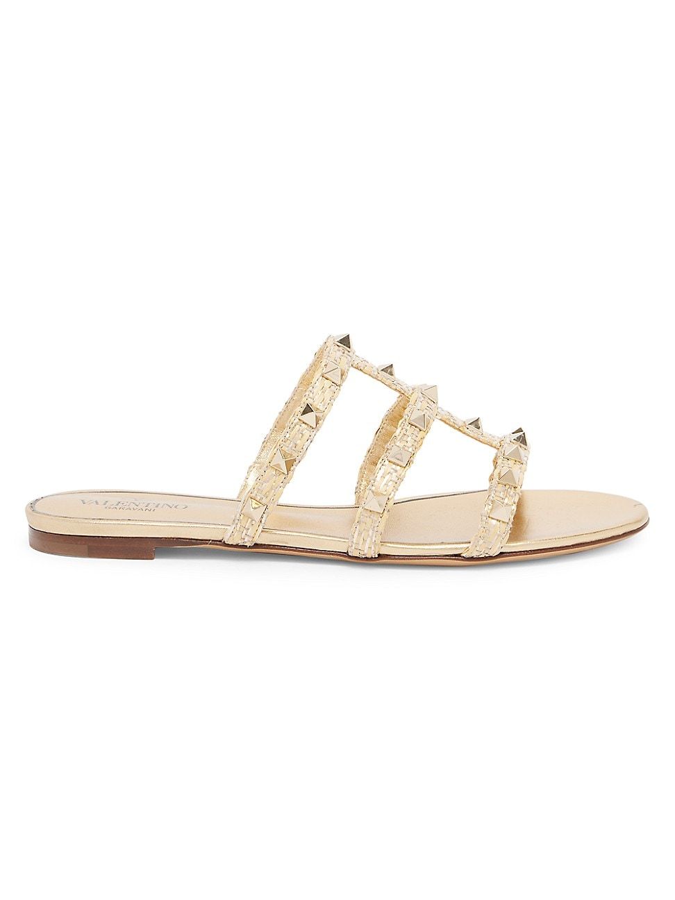 Women's Rockstud Leather Caged Sandals - Naturale Gold - Size 7 - Naturale Gold - Size 7 | Saks Fifth Avenue