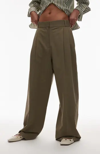 Topshop Tailored Straight Leg Pants in Khaki at Nordstrom Rack, Size 4 Us (Fits Like 0-2) | Nordstrom Rack