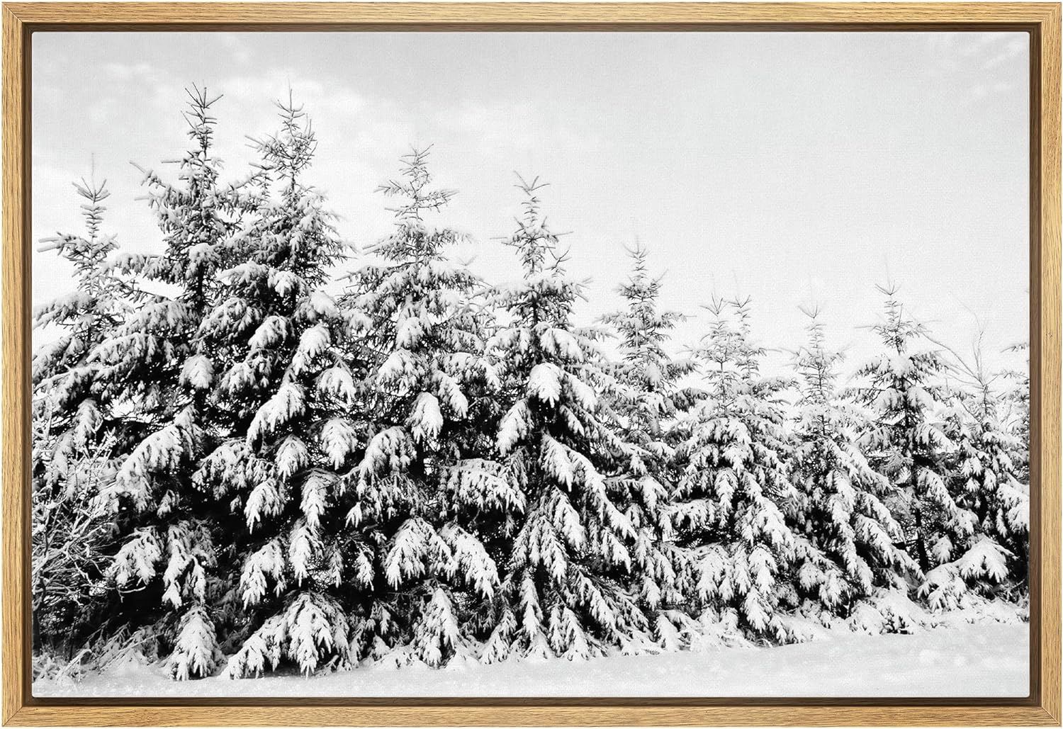 wall26 Framed Canvas Print Wall Art Snow Covered Trees in The Winter Forest Floral Nature Photogr... | Amazon (US)