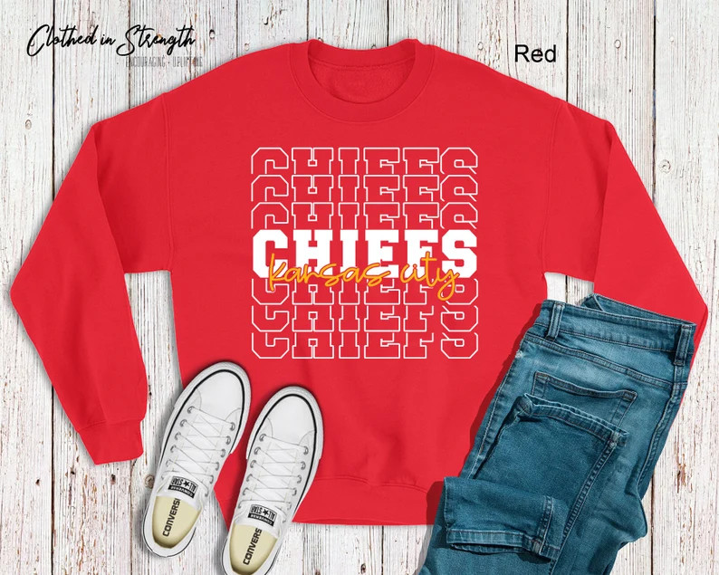 Chiefs Repeat Graphic Kansas City Unisex Crew Neck Sweatshirt | Etsy | Etsy (US)