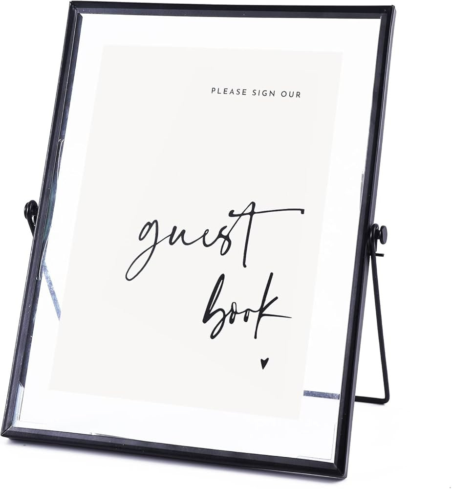 Calculs 'Please Sign' Clear Glass Black Sign Holder, 8x10in Gold Glass Picture Frames Menu Holder... | Amazon (US)