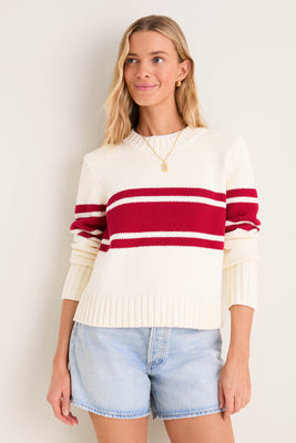 Ivory and Red Stripe Cotton William Crewneck | Tuckernuck (US)