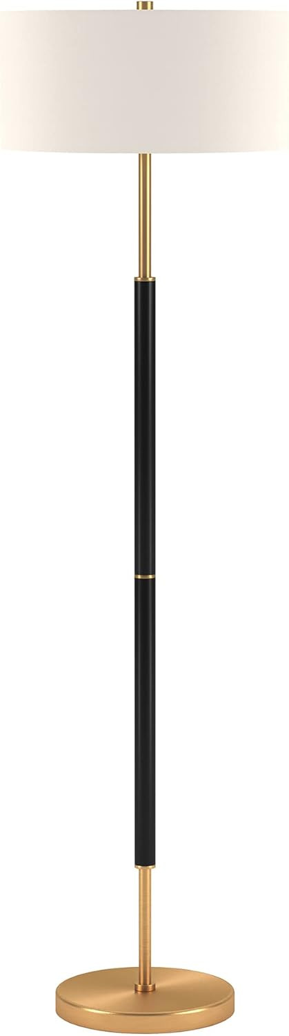 Henn&Hart 2-Light Floor Lamp with Fabric Shade in Matte Black/Brass/White, Floor Lamp for Home Of... | Amazon (US)