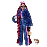 Barbie Doll and Accessories, Barbie Extra Fashion Doll with Burgundy Braids and Furry Jacket, Pet... | Amazon (US)