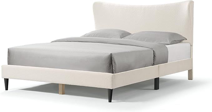 Furniture of America Vivienne Modern Boucle Fabric Queen Size Platform Bed Frame with Adjustable ... | Amazon (US)