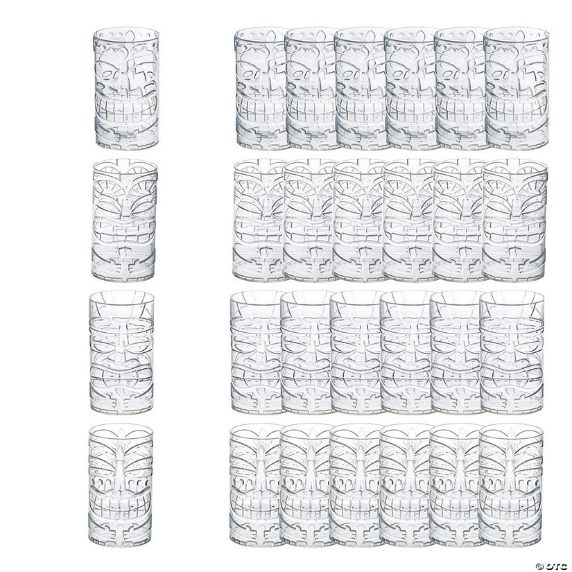 5" 14 oz. Bulk 24 Ct. Tiki Totem Reusable Clear Plastic Cups | Oriental Trading Company